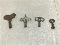 Vintage winding keys, barrel key, skeleton