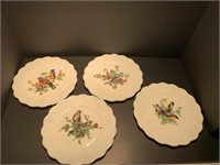 WESTMORELAND MILK GLASS HAND PAINTED PLATES BIRDS