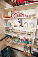 5 Shelves of Glassware and Decor Items