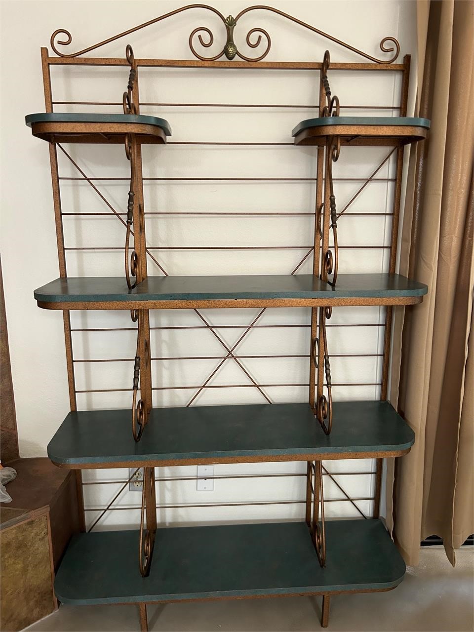 Large Metal Bronze Tone Bakers Rack