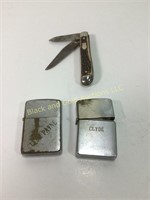 2 ZippoLighters; Pocket Knife