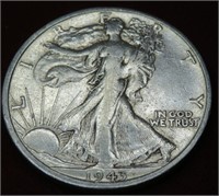 1943 Large S Walking Liberty Half Dollar