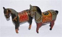 Pair of Chinese wooden carved and painted horses