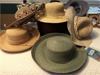 Large collection of women's hats & Hat Box
