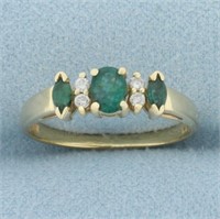 Emerald and Diamond Ring in 14k Yellow Gold