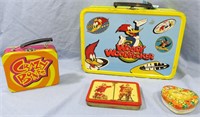 4 PC TIN LIDDED CONTAINERS WOODY WOODPECKER & MORE