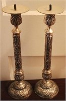 Pair 14" silver plate candlesticks