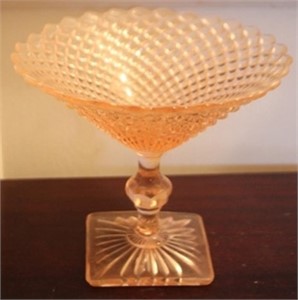 Pink Miss America depression glass compote