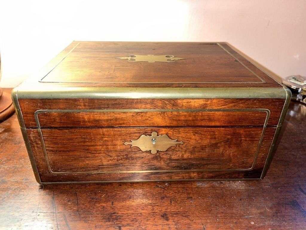 19th C. Mahogany & Brass Bound Humidor