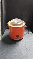 Vtg  Orange Crock Pot Slow Cooker