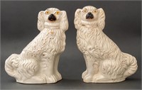Staffordshire Hand-Painted Ceramic Dogs, Pair
