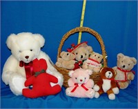 Red and White Bears in Basket