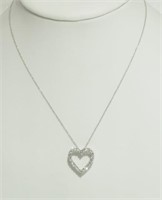 Sterling Silver White Topaz Heart Shaped Necklace