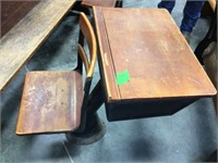 antique school desk- back to back row style