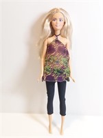 Blonde Barbie In Sheer Silk Top & Yoga Pants. The