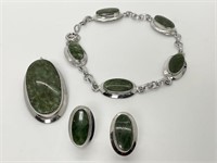 Sterling Silver and Serpentine Jewelry