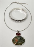 Sterling Silver Pendant and Bracelet