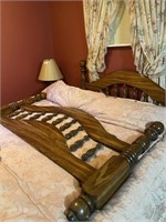 Vtg Queen Wooden Bed