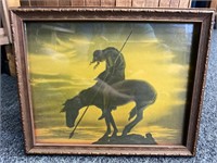 Antique Framed End of the Trail Indian & Horse