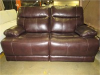 Leather Dual Electric Recliner Loveseat, Dk Brown