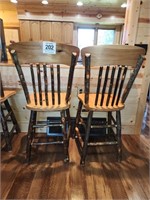 Beautiful hickory swivel stools (2) 24" to top