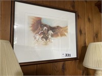 "RUSHING WAR EAGLE" FRAMED PRINT BY BEV DOOLITTLE