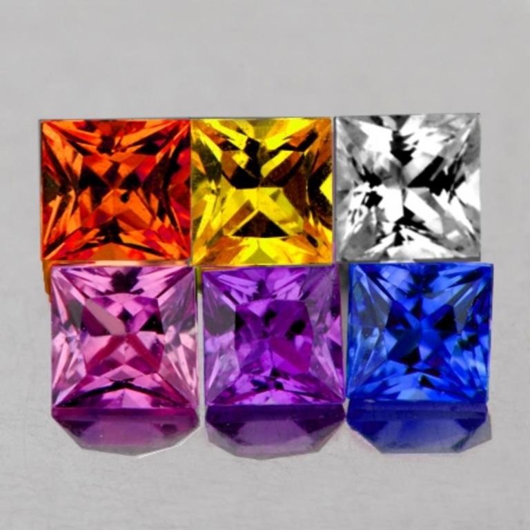 Natural Multi Color Sapphire 6 Pcs {Flawless-VVS}