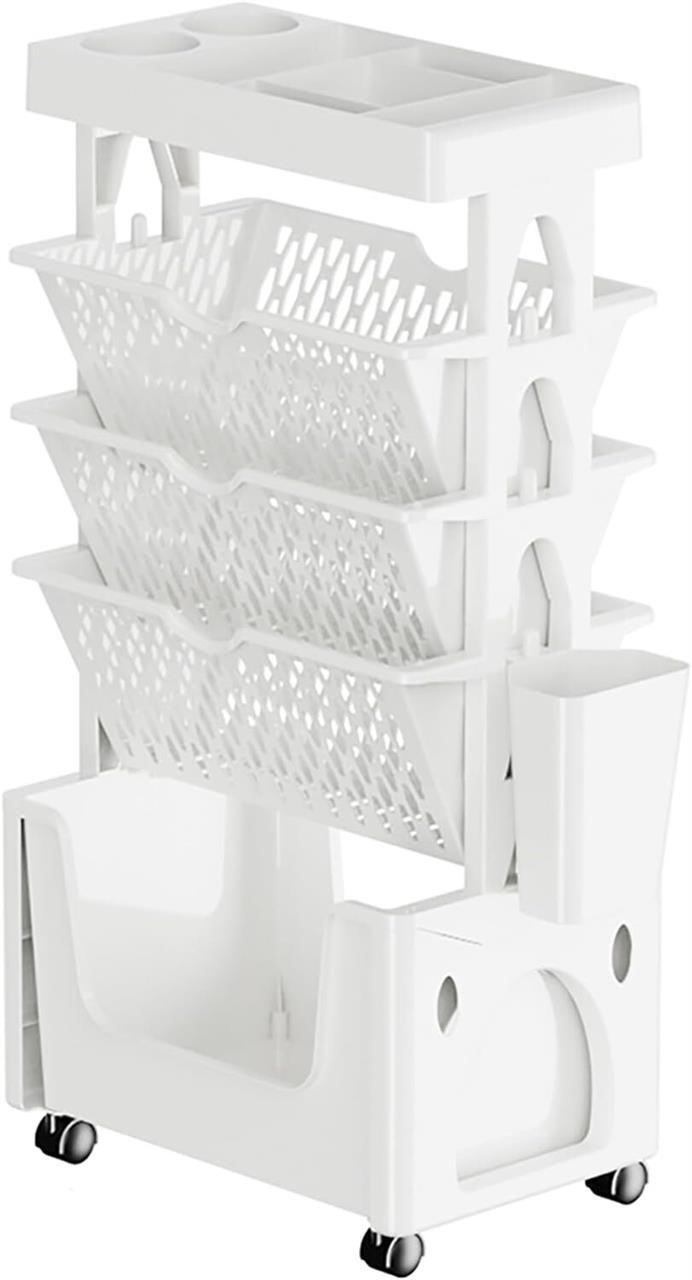 5 Tier Book Rack  White  Double-Sided 39x24x37