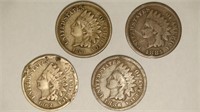 4 Indian Head Cents (60,62,85,86)