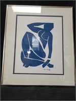 Framed Matisse lithograph, "Blue Nude"