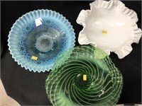 (3) Art Glass Bowls