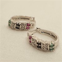 .925 Silver Earrings w/ Gemstones