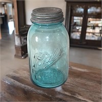 Antique #5 Blue Ball Perfect Mason Jar & Lid