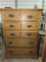 5 drawer oak wood cheat of drawers
