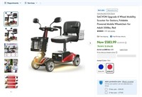 FM2024  SACVON Mobility Scooter, 330lbs, Red