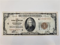 1929 $20 Reserve Bank FR-1870c Philadelphia