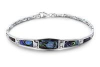 Sterling Silver Abalone Fancy Link Bracelet