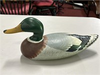 HAND-PAINTED WOODEN DUCK DECOY (SIGNED,