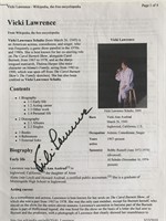 Vicki Lawrence Signed Wikipedia Print Out