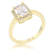 14k Gold-pl. Radiant 2.00ct White Sapphire Ring