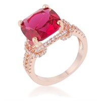 Gold-pl. 6.20ct Ruby & White Topaz Cocktail Ring