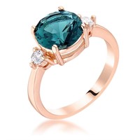 Gold-pl. 2.97ct Blue Tourmaline Side Stone Ring