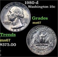 1980-d Washington Quarter 25c Grades GEM++ Unc