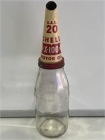 Shell X-100 Tin Top on Quart  Bottle