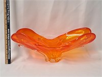 Large Orange Coloured Glass Flare Dish