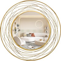 NEW $170 Gold Art Large Round Mirror