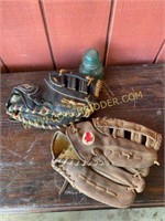 Pair of old baseball gloves