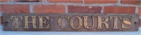 Old Bronze on Wood THE COURTS Sign from a County
