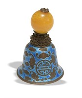 Chinese Blue Enameled Bell, 19th C#