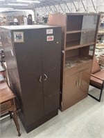 2 metal cabinets , leather chair